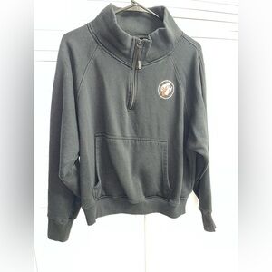 Bucees Cropped Black Half-Zip Sweatshirt with Logo